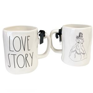 New Rae Dunn Disney LOVE STORY Belle Beauty & the Beast Double Sided Cer…